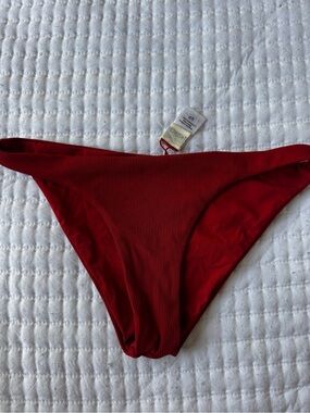 l*space Red Ribbed Bikini Bottom
